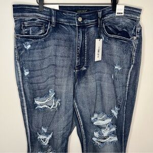 NWT Judy Blue Medium Wash Distressed Boyfriend Jeans Women's Size 22W Casual